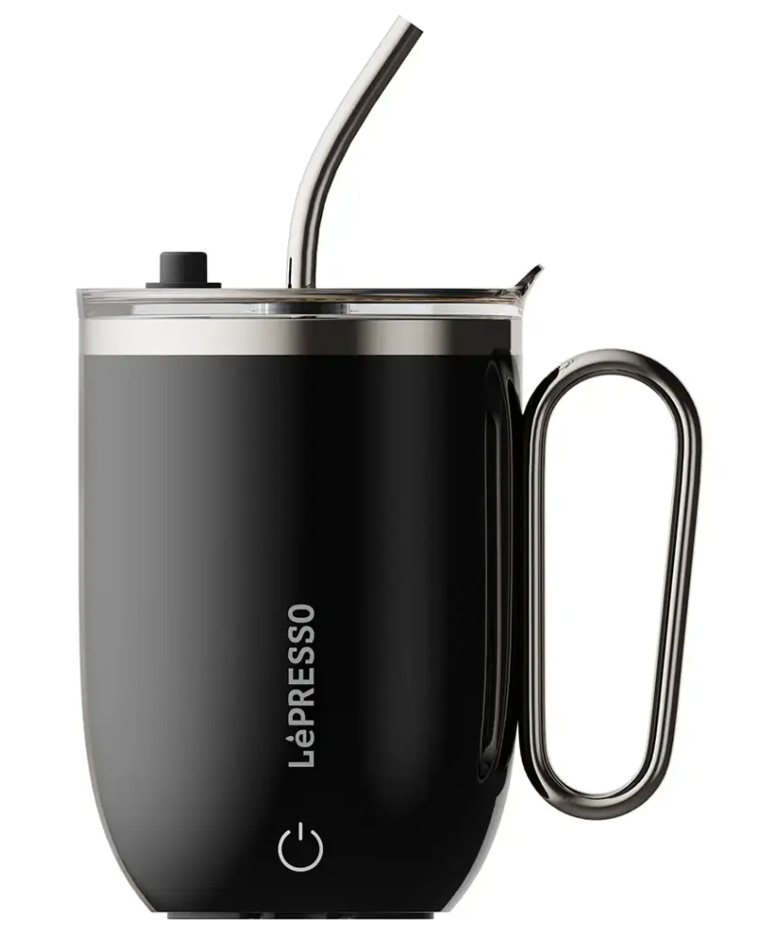Lepresso black magnetic auto stirring mug