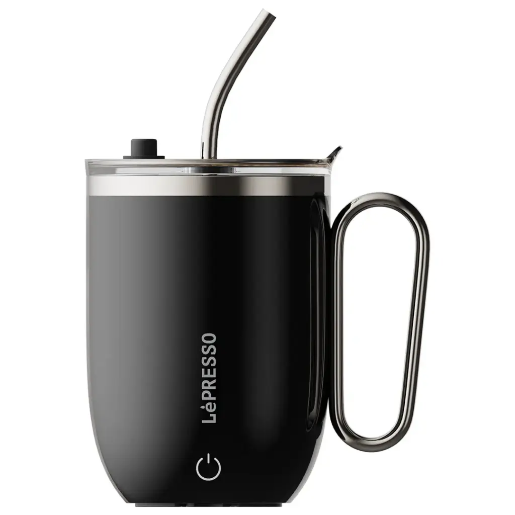 Lepresso black magnetic auto stirring mug
